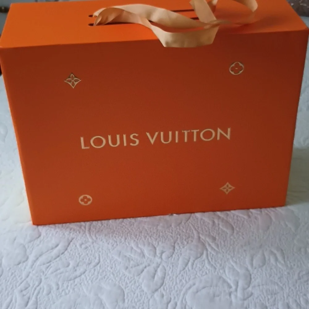 Louis Vuitton Signature Orange & Gold Storage Magnetic Handles Box Large - Picture 2 of 9